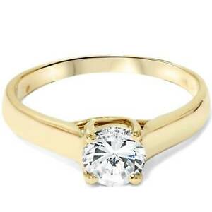 1ct Clarity Enhanced Diamond Solitaire Engagement Ring 14K Yellow Gold