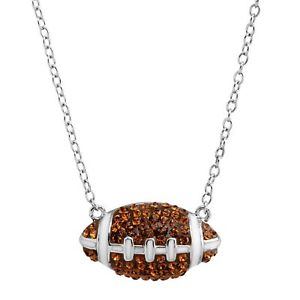 Crystaluxe Football Pendant With Swarovski Crystals in Sterling Silver