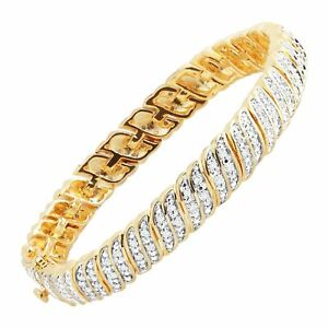 1 ct Diamond 'S' Link Tennis Bracelet in 18K Gold-Plated Brass