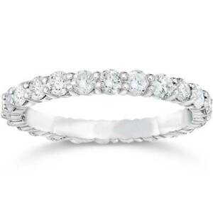 1 1/2ct 14k White Gold Diamond Women Eternity Anniversary Stackable Wedding Ring