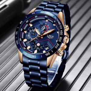 LIGE 2019 New Fashion Mens Watches with Stainless Steel Top Brand Luxury Sports Chronograph Quartz Watch Men Relogio Masculino