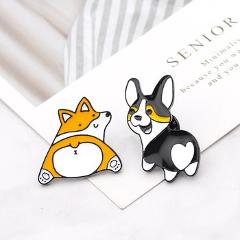 Creative Corgi Dog Brooch Lady Hat Collar Pin Men's Jackets Backpack Badge High Quality enamel Metal Brooch Jewelry