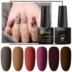 Mtssii 6ml Color UV Gel Nail Polish Lacquer Soak Off Semi-Permanent Long Lasting Nail Art UV Gel Varnish Matte Top Coat Needed