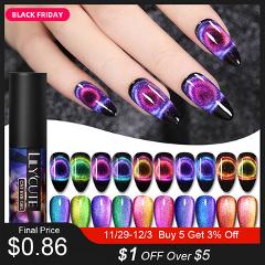 LILYCUTE 9D Starry Sky Magnetic Nail Gel Purple Blue Chameleon Cat Eye Nail Gel Polish Soak Off UV Magnet Nail Art Gel  5ml