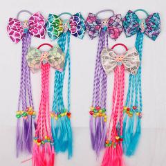 Xugar Hair Accessories Hair Bows Hair Bands for Girls Mermaid Bowknot Scrunchie for Hair Tie Kids Long Braid Pigtails Headband