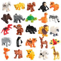 Animal Model Figures Compatible LegoINGlys Duploed Big Size Building Block DIY Cartoon Animal Brick Educational Toy For Children