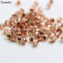 Isywaka Sale Red copper Color 100pcs 4mm Bicone Austria Crystal Beads charm Glass Bead Loose Spacer Bead for DIY Jewelry Making