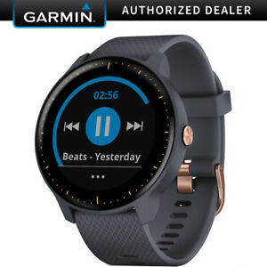 Garmin Vivoactive 3 Music GPS Smartwatch- Granite Blue+Rose Gold-(010-01985-31)