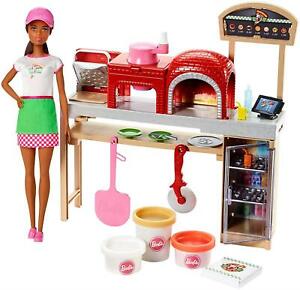 Barbie Pizza Chef Doll and Playset Brunette Mattel CHOP