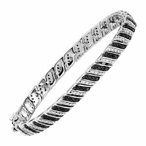 1 ct Black & White Diamond Tennis Bracelet in Sterling Silver