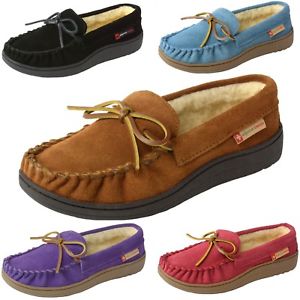 Alpine Swiss Sabine Womens Suede Shearling Moccasin Slippers House Shoes Slip On