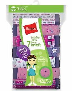 Hanes Cotton Briefs 7 pack Toddler Girls Day of the Week 100% Pre-Shrunk Tagless