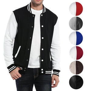 New Men's Premium Classic Snap Button Vintage Baseball Letterman Varsity Jacket