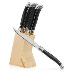 Chopmate - Laguiole Style Stainless 6 Piece Kitchen Knife Set - Classic Black