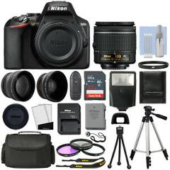 Nikon D3500 Digital SLR Camera Black + 3 Lens: 18-55mm VR Lens + 32GB Bundle