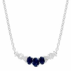 2 1/3 ct Created Sapphire Garland Necklace with Diamonds in Sterling Silver