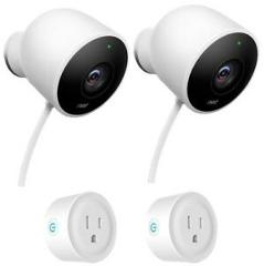 Google Nest Wired Outdoor Security Camera (2 Pack) w/ 2-Pack Wifi Smart Plug