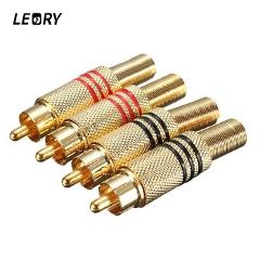 LEORY 4Pcs Gold Plated RCA Connector Plug Audio Male Connector With Spring Cable Protector