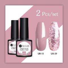 UR SUGAR 2pcs Nail Gel Polish Set New Color Led Nail Gel Varnish Semi Permanent Nail Lacquer Glitter Sequins Gel Kits