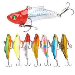 1PCS 7cm/18g Winter Sea Hard Fishing Lure VIB Bait 3D Eyes With Lead Inside Diving Swivel Jig Wing Wobbler Crankbait