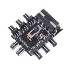 IDE Molex 1 to 8 Multi Way Splitter Cooler Cooling Fan Hub 3pin 12V Power Socket PCB Adapter 2 Level Speed Control PC Computer