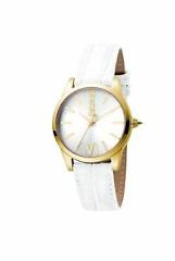 Just Cavalli Women's JC1L010L0055 RELAXED Velvet Silver Dial White Leather Watch