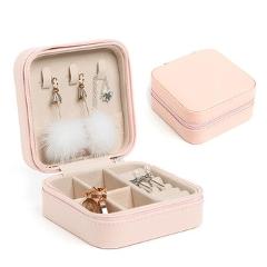 Portable Stud Earrings Rings Storage Box Elegant Mini PU Leather Jewelry Box Case Girl Diamond Earring Ear Stud Necklace Box