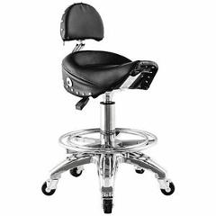 Powerbuilt Hydraulic Chrome and Black Motorcycle Saddle Shop Stool - 240140