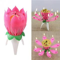 Birthday Candle Romantic Pink Will Bloom Beautiful Lotus Shaped Candle