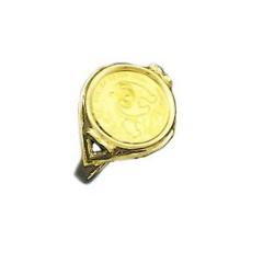 24 KT CHINESE PANDA BEAR COIN SET IN 14 KT SOLID YELLOW GOLD COIN RING