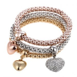 3 Pcs/Set Crystal Owl Heart Charm Bracelets & Bangles Gold/Silver Alloy Elephant Anchor Pendants Rhinestone Bracelets For Women