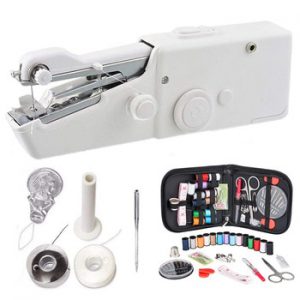 1Set Portable Handheld Sewing Machine Quick Stitch Sew Needlework Cordless Clothes Fabrics Mini Sewing Machine With Sewing Kits