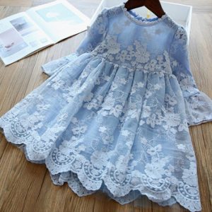 Elegant Flower Girls Dress Wedding Party Princess Dress Casual Kids Clothes Lace Long Sleeves Dress Children's Vestidos For 3-8T