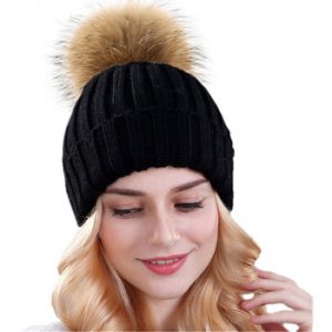 Xthree mink and fox fur ball cap pom poms winter hat for women girl 's hat knitted  beanies cap brand new thick female cap