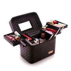 Women Large Capacity Professional Makeup Organizer Fashion Toiletry Cosmetic Bag Multilayer Storage Box Portable Pretty Suitcase