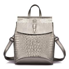 REALER fashion women backpack high quality split leather crossbody shoulder bag female crocodile print large multifunctional bag