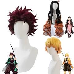 Cosroad Nezuko Tanjirou Kamado Wigs Demon Slayer Kimetsu no Yaiba Cosplay Wigs Zenitsu Agatsuma Golden Short Hair