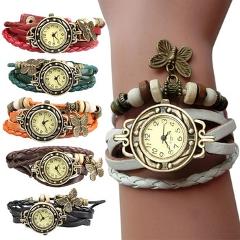 Unique Butterfly Vintage jewelry Watch Women Lady Vintage Retro Rivet Braided Bracelet Leather Strap Dress Watch Sister Gift LL