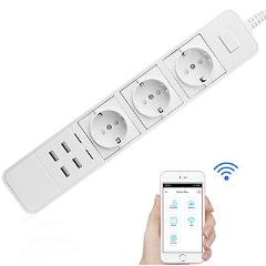 Smart Wifi Power Strip Surge Protector Multiple Power Sockets 4 USB Port Voice Control for Amazon Echo Alexa's Google Home Timer