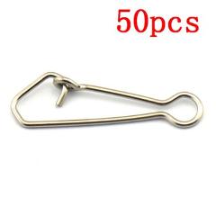 0/3/4/5/6# 50pcs Hooked Snap Swivel Stainless Steel Fishing Snap Swivels Hook Lure Connector Fish Tackle Accessories