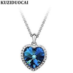 Kuziduocai New Fashion Fine Jewelry Rhinestone Crystal Ocean's Heart Titanic Clavicle chain Necklaces & Pendants For Women N-64