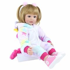 60cm Silicone Reborn Baby Doll Toys Vinyl Blonde Princess Toddler Babies Like Alive Bebe Girls Bonecas Child Birthday Xmas Gift