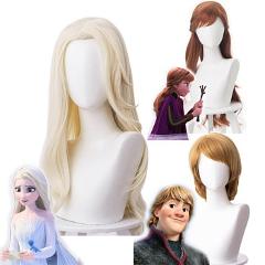 Cos School Frozen 2 Cosplay Wigs Elsa Anna Kristoff Men and Women Wigs Snow Queen Princess Hair Halloween Wig Accessories