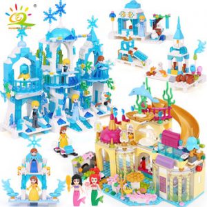 Elsa Ice Castle Princess Anna Ariel Building Blocks Bricks Kit Compatible Legoings friend for girl Little Mermaid Figures Toys