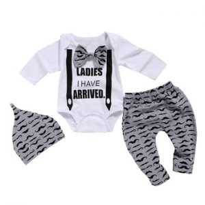 Newborn Clothing Set Baby Boys clothes Set 3Pcs Bow Tie Infant Clothes 0-18 Months Moustache Print Cute Long Sleeve Baby Set D35