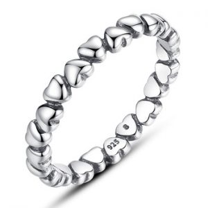 WOSTU 100% 925 Sterling Silver Love Heart  Rings For Women  European Brand Jewelry Gift XCH7108