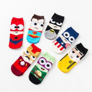 2020 New 35-42 Summer Men Harajuku Socks Hip Hop Ninja Batman Superman SpiderMan Captain America Avengers Short Novelty Sokken