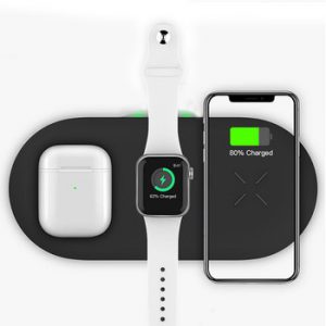 Bonola 3 In1 Wireless Charging Pad For iPhone 11Pro/11/XAR/XsMax Charger Dock For Apple Watch 5 Wireless Charger For AirPods Pro