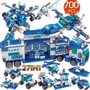 City Police Station Car Headquarters Building Blocks For legoingly Technic Truck SWAT WW2 Military Bricks Toys for Children Kids