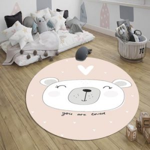 Else Pink White Cute Bears Hearts Girl Nordec 3d Pattern Print Anti Slip Back Round Carpets Area Rug For Kids Baby Children Room